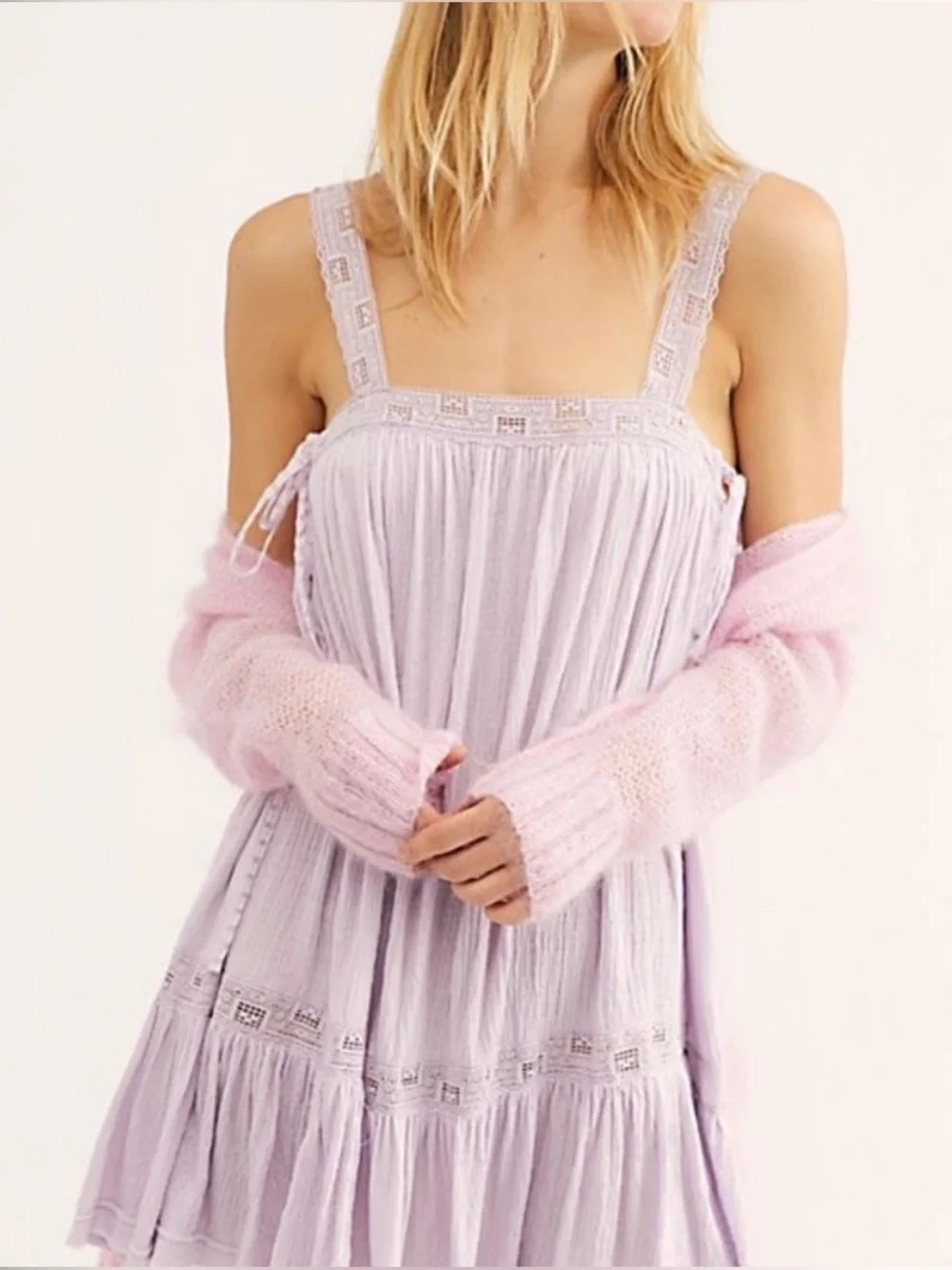 NWT Free People Sweet Thing Tunic Mini Dress - Lilac Purple
